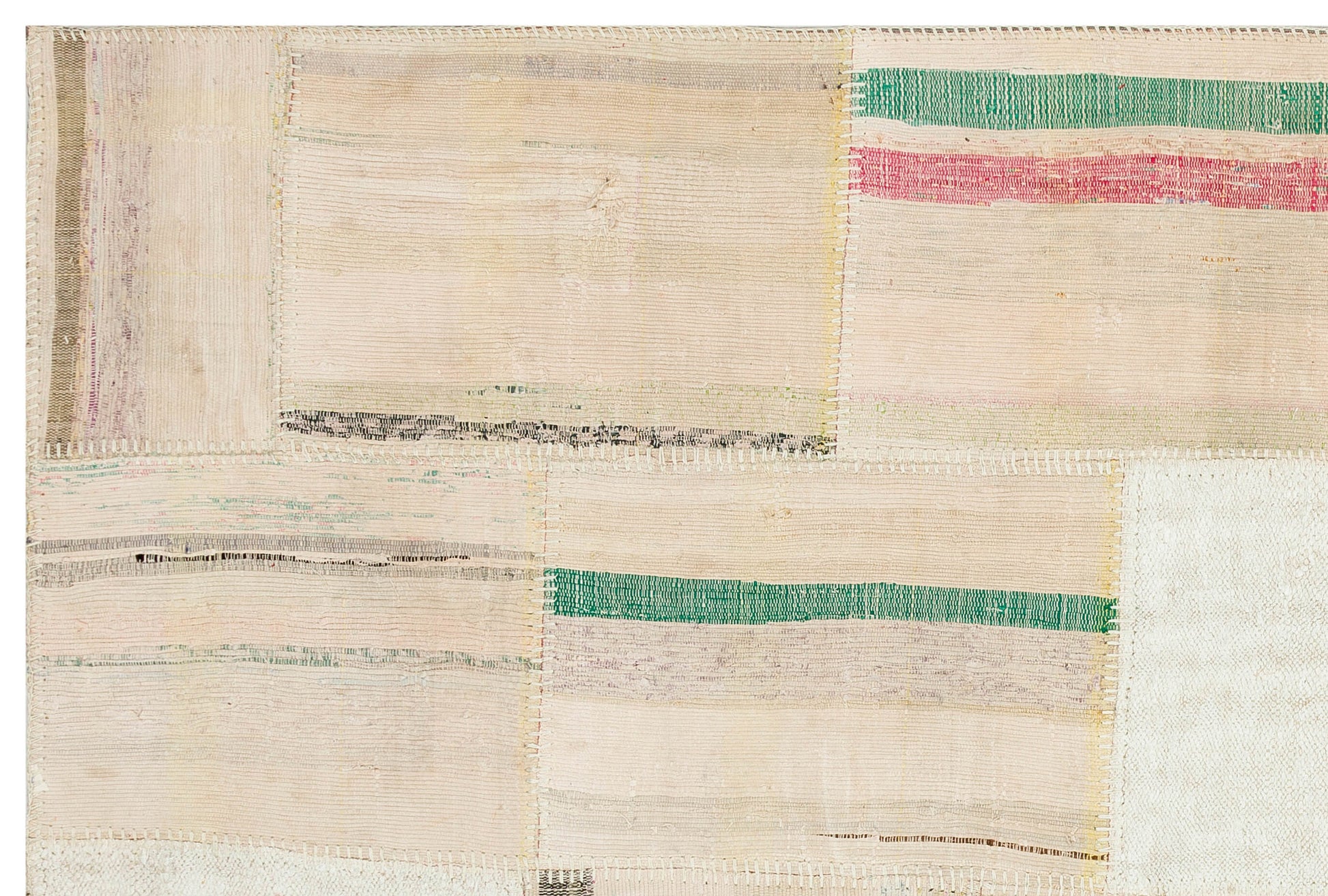 Teselya Bej Çizgili Yün El Dokuma Halısı 149 x 222 Apex Unique