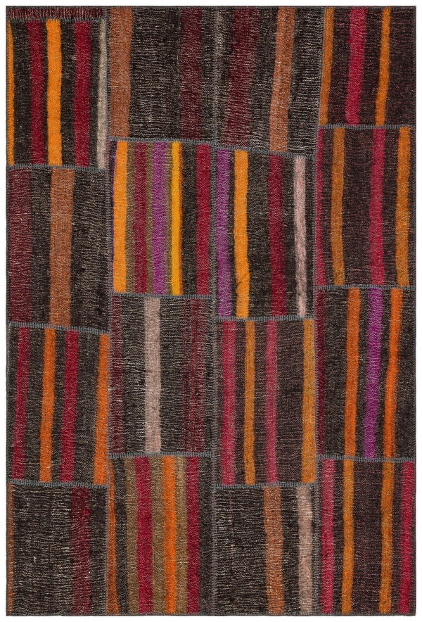 Kırmızı Turuncu Anadolu Geometrik Modern Yün Halı 157x232 - Özel Seri