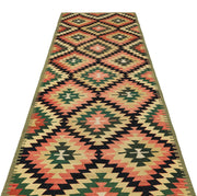Bej Kiremit Bohem Geometrik Yün Halı 129x367