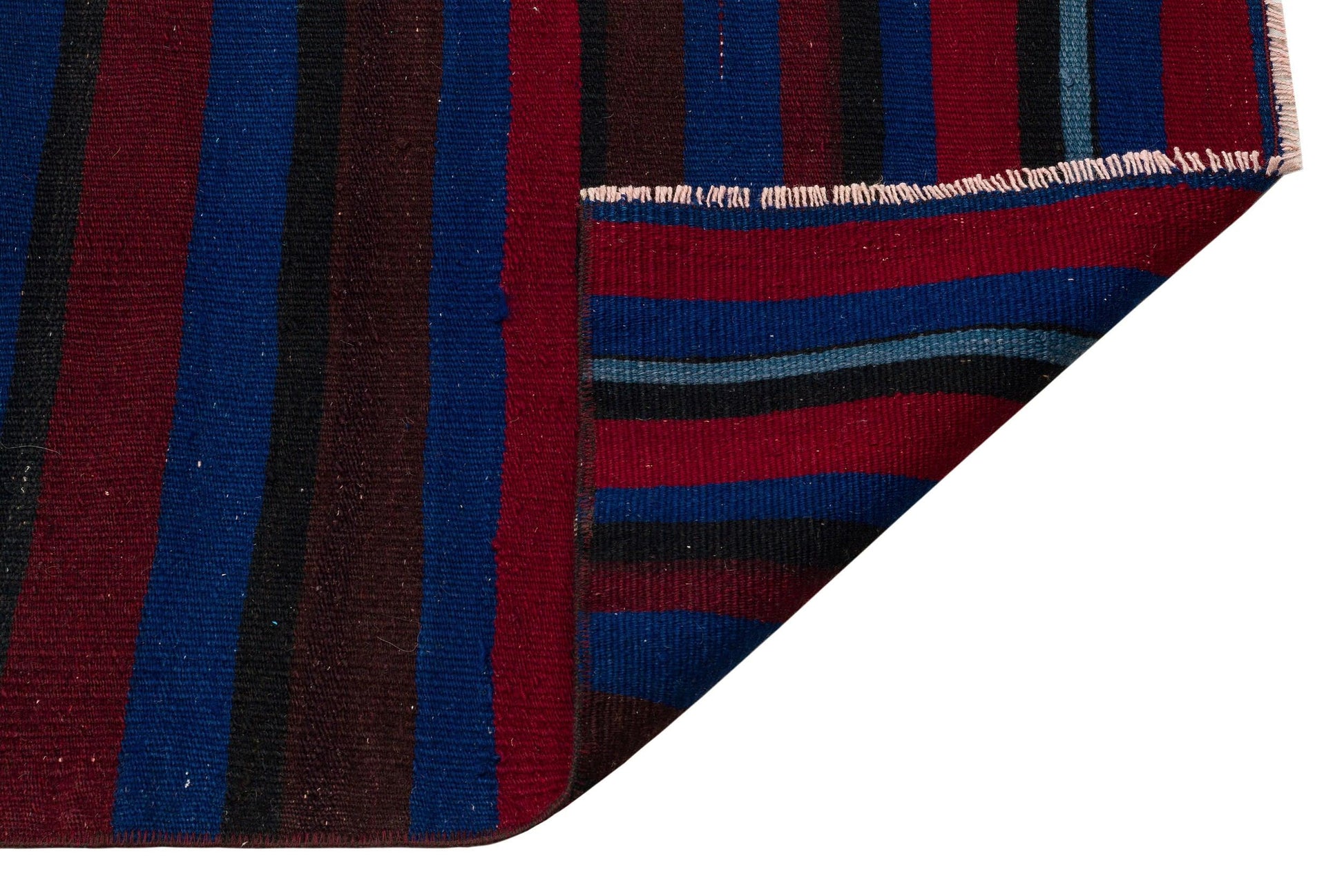 Bordo Hardal Anadolu Bohem Çizgili Yün Halı 81x298 - Özel Seri