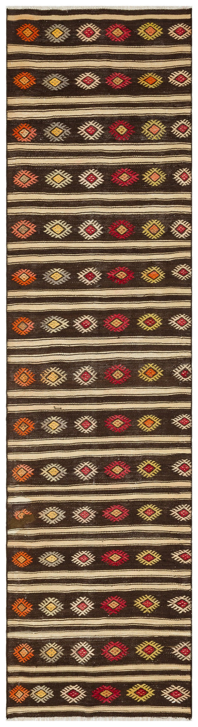 Girit Bej Çizgili Yün El Dokuma Halısı 079 x 297 Apex Unique