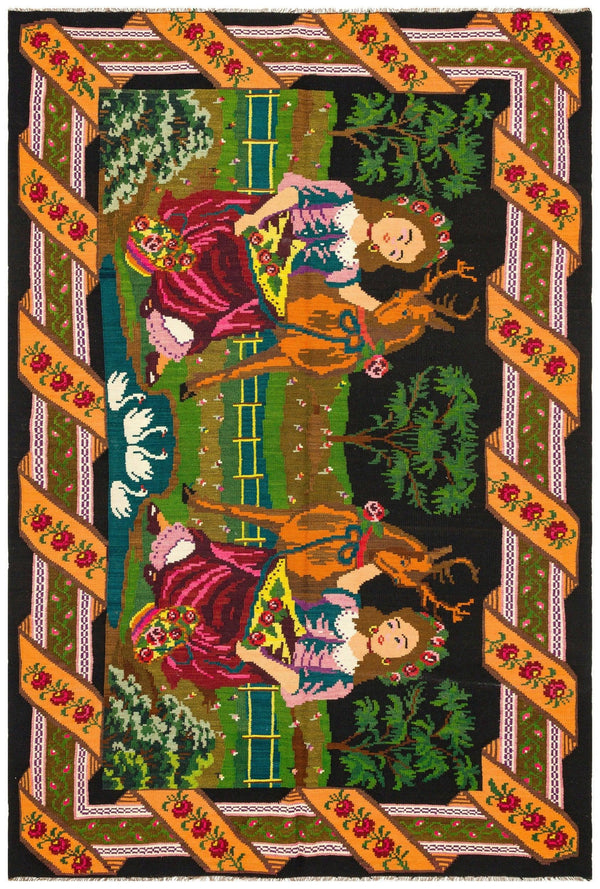 Kırmızı Anadolu Bohem Geometrik Yün Halı 185x278 - Özel Seri