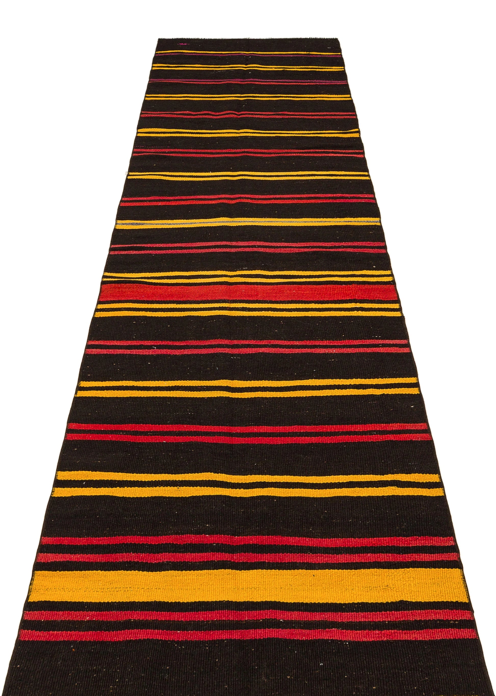 Hardal Kırmızı Anadolu Bohem Geometrik Yün Halı 86x394 - Özel Seri