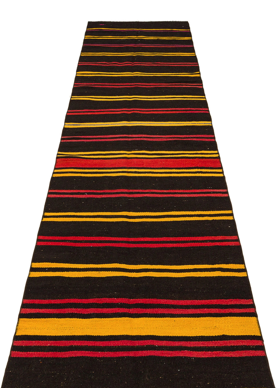 Hardal Kırmızı Anadolu Bohem Geometrik Yün Halı 86x394 - Özel Seri