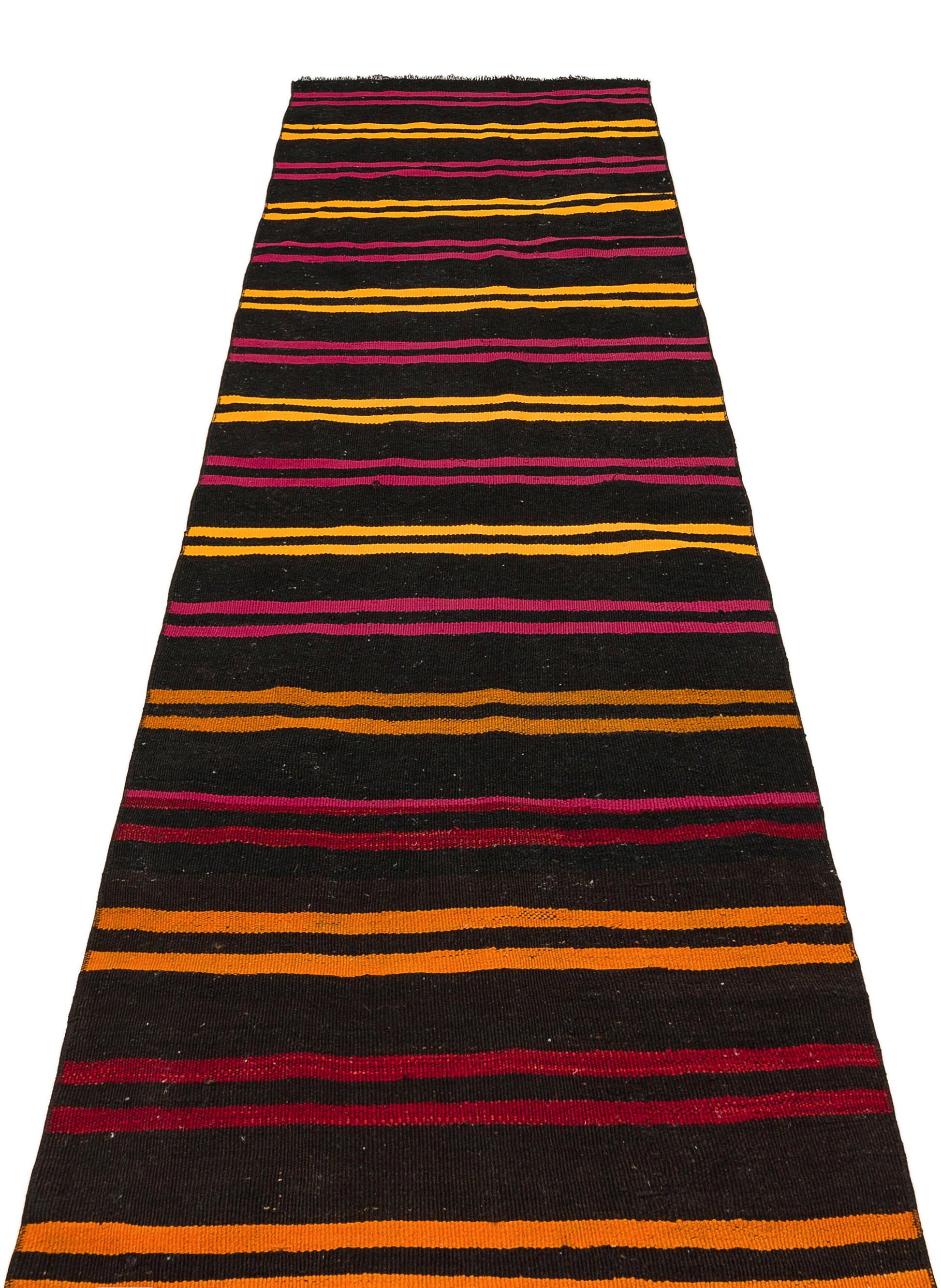 Girit Siyah Çizgili Yün El Dokuma Halısı 082 x 300 Apex Unique