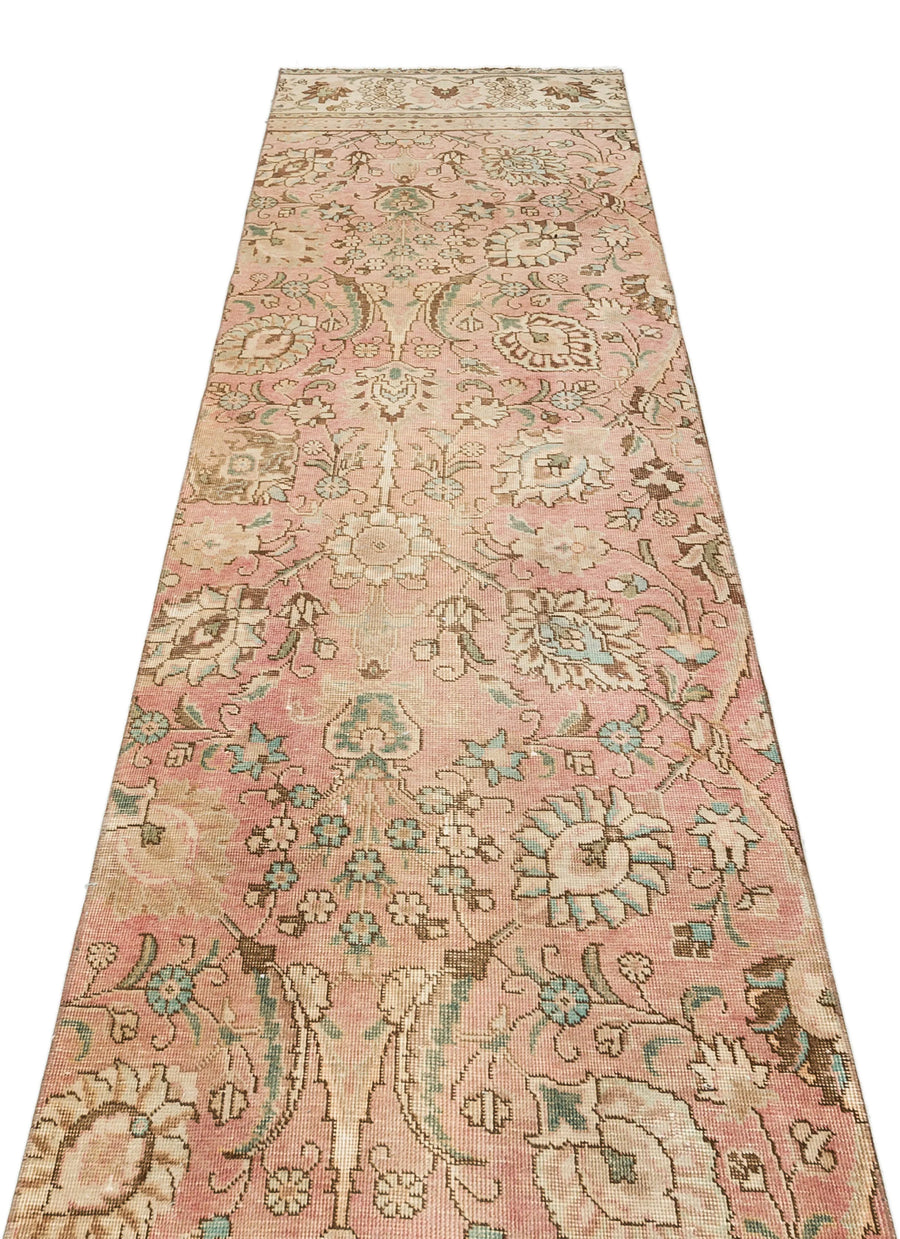 Bej Anadolu Eskitme Klasik Yün Halı 82x378 - Özel Seri