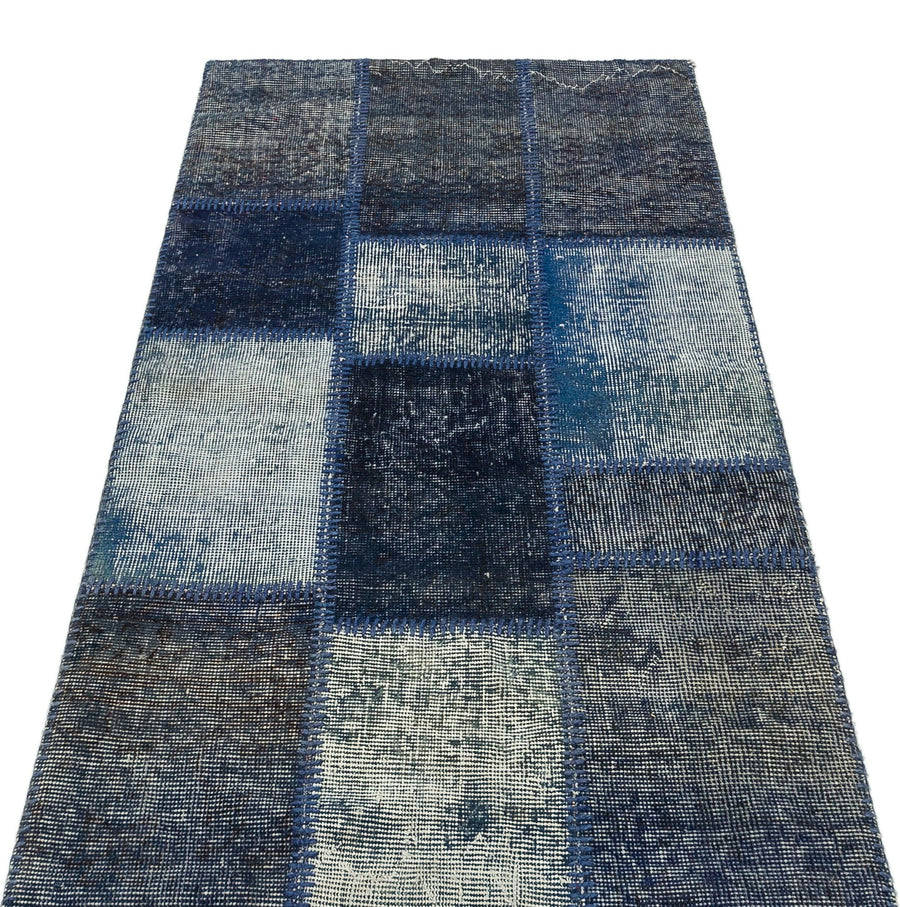 Siyah Anadolu Eskitme Geometrik Yün Halı 80x150 - Özel Seri