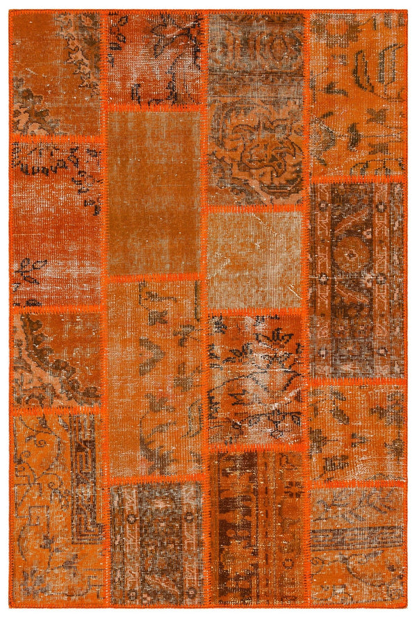 Turuncu Anadolu Bohem Eskitme Yün Halı 121x181 - Özel Seri