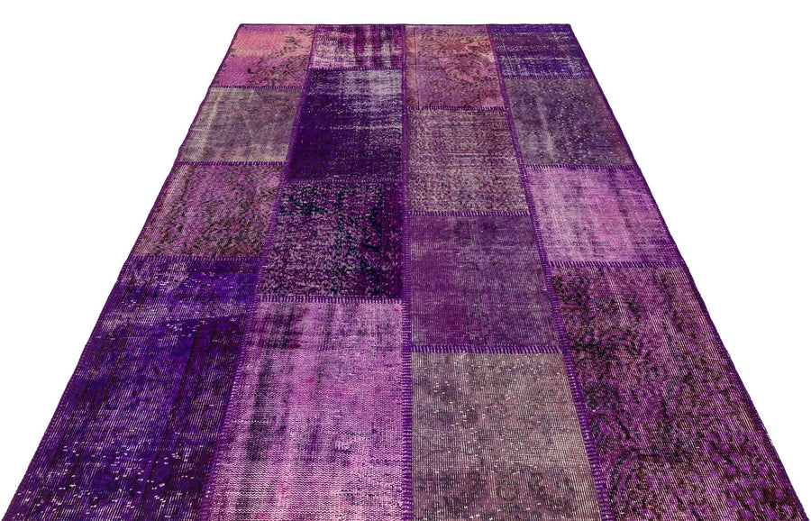 Gri Lila Anadolu Eskitme Geometrik Yün Halı 162x231 - Özel Seri