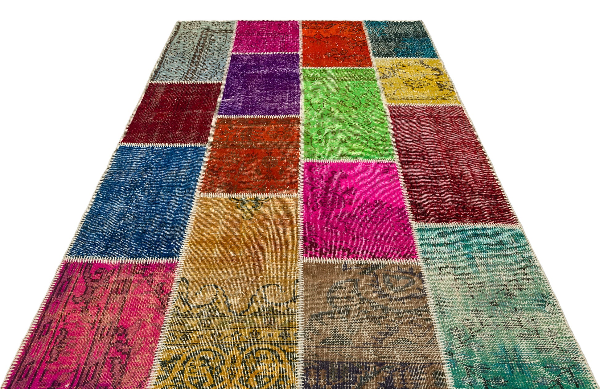 Iskece Bej Patchwork Yün El Dokuma Halısı 160 x 230 Apex Unique