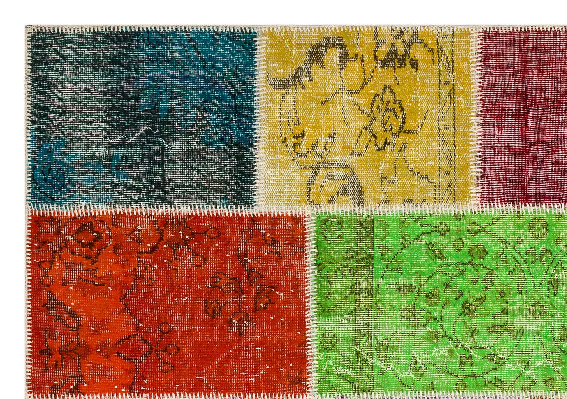 Iskece Bej Patchwork Yün El Dokuma Halısı 160 x 230 Apex Unique