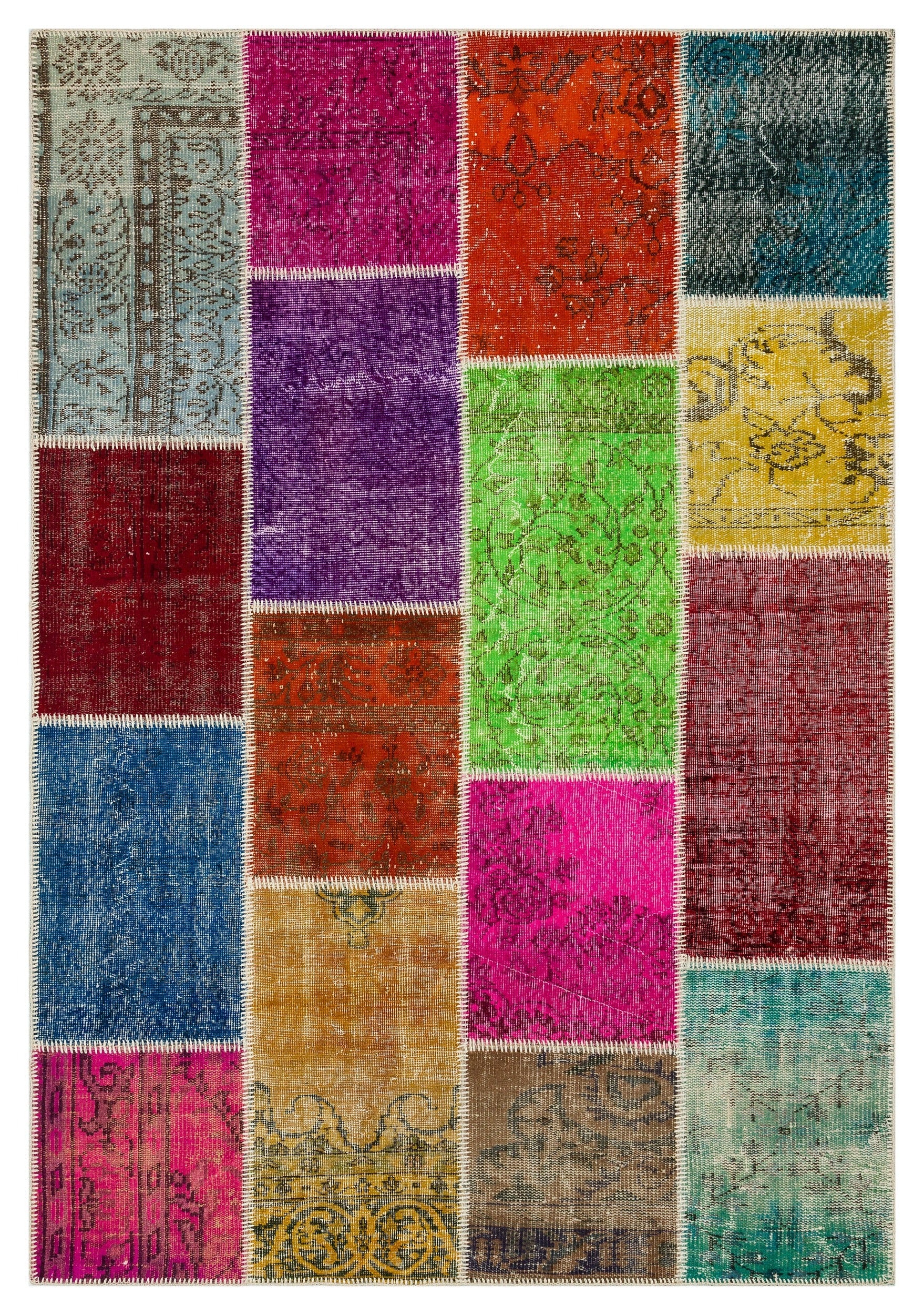 Iskece Bej Patchwork Yün El Dokuma Halısı 160 x 230 Apex Unique