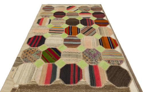 Iskece Bej Patchwork Yün El Dokuma Halısı 161 x 231 Apex Unique