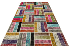 Iskece Bej Patchwork Yün El Dokuma Halısı 160 x 244 Apex Unique