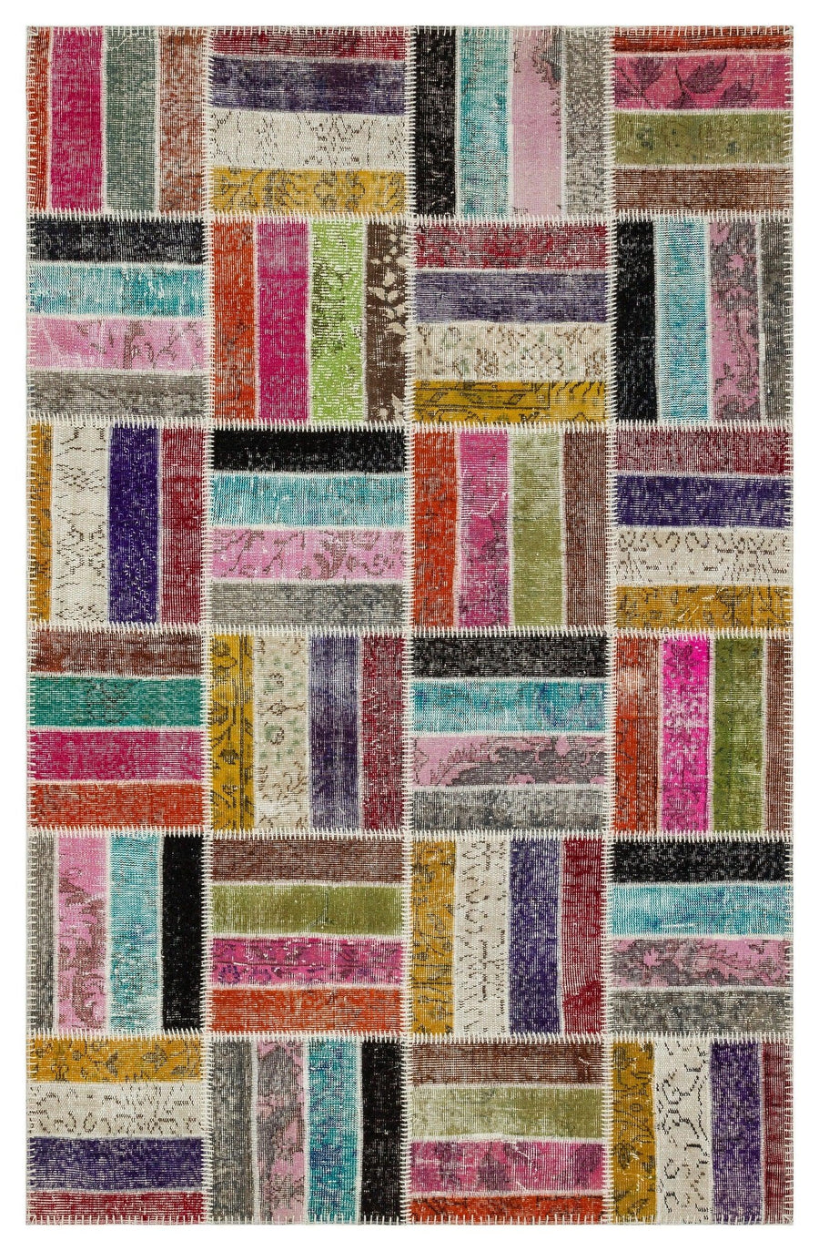 Eskitme Stil Çok Renkli Geometrik Desenli El Dokuma Halı 160x244 cm 36507 – Koridor kullanımı
