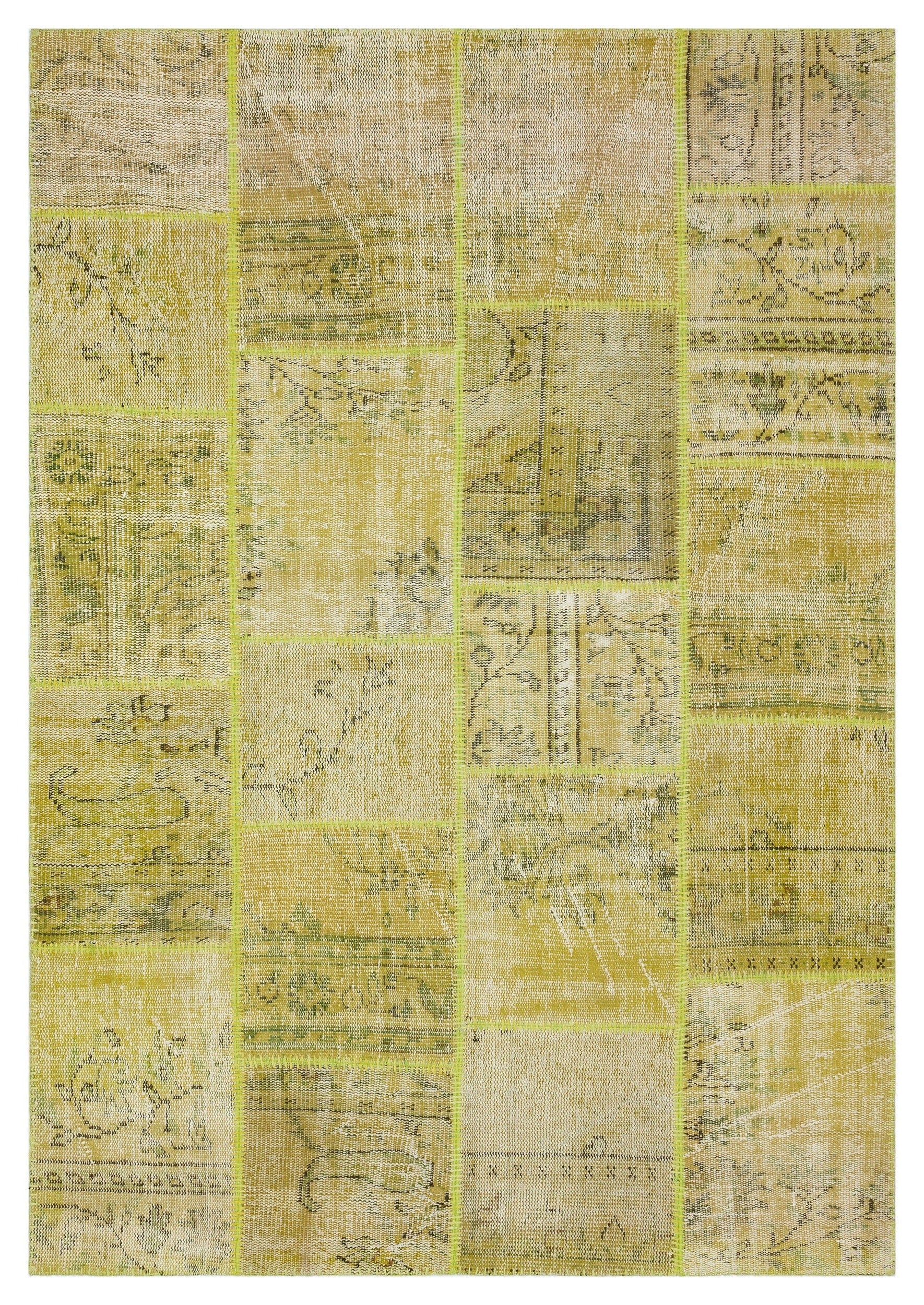 Iskece Yeşil Eskitme Yün El Dokuma Halısı 160 x 230 Apex Unique