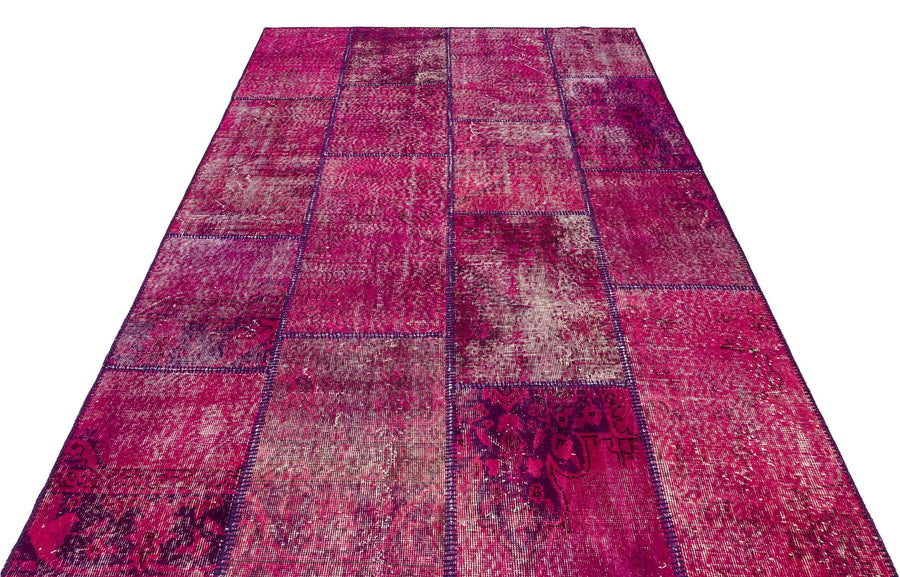Pembe Anadolu Eskitme Geometrik Yün Halı 161x231 - Özel Seri