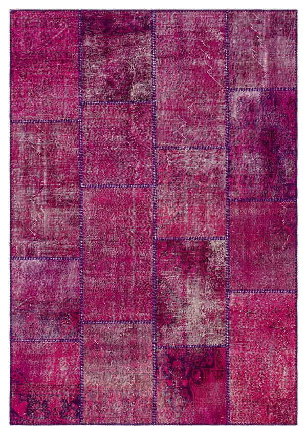Pembe Anadolu Eskitme Geometrik Yün Halı 161x231 - Özel Seri