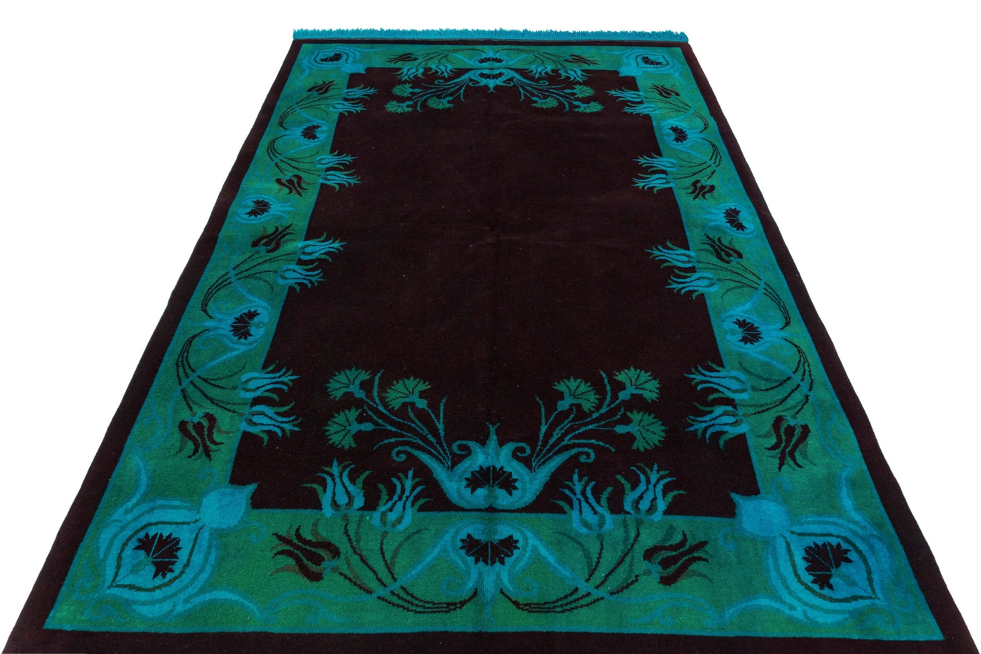 Yeşil Anadolu Modern Çiçekli Yün Halı 164x250 - Özel Seri