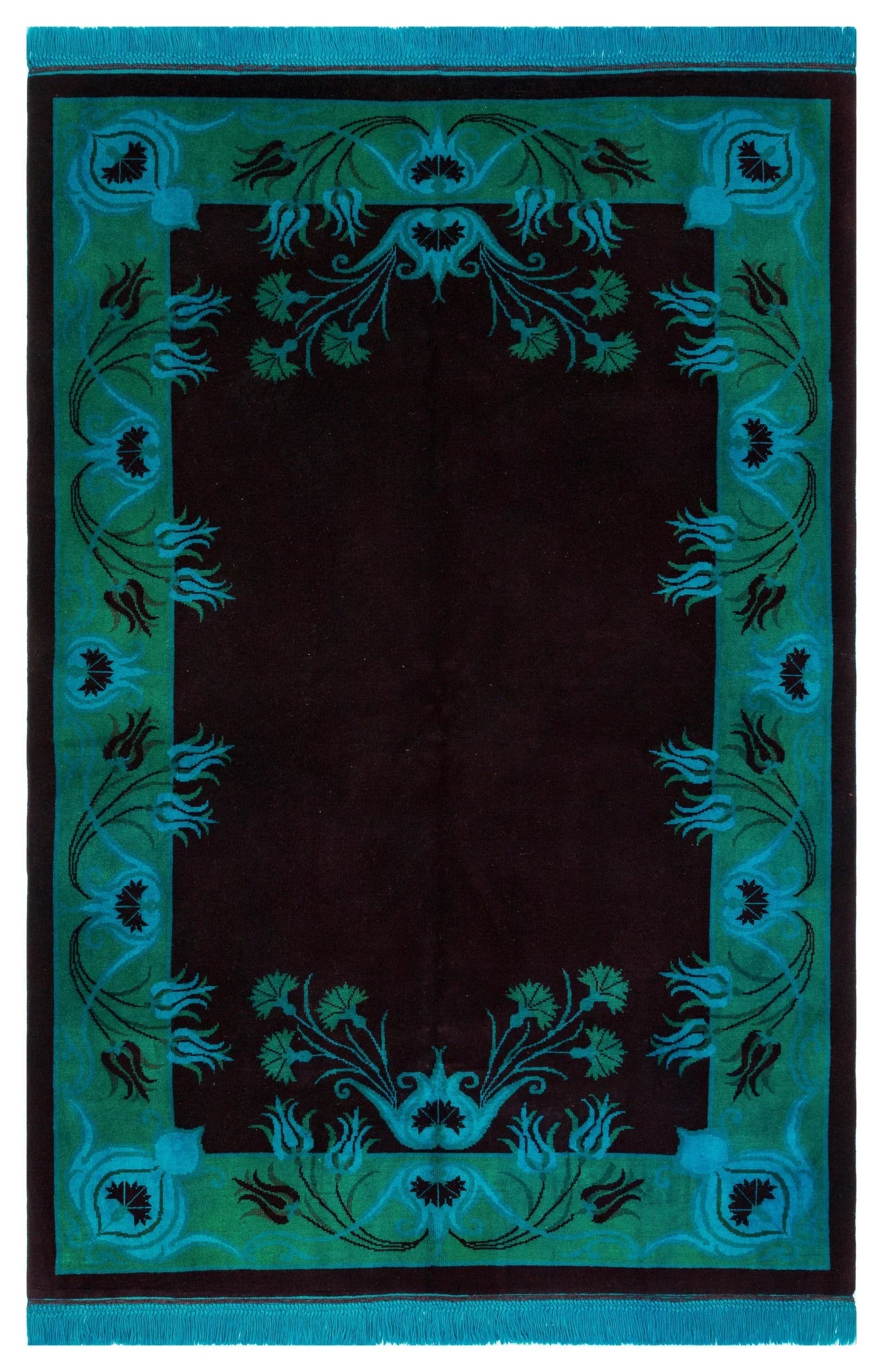 Yeşil Anadolu Modern Çiçekli Yün Halı 164x250 - Özel Seri