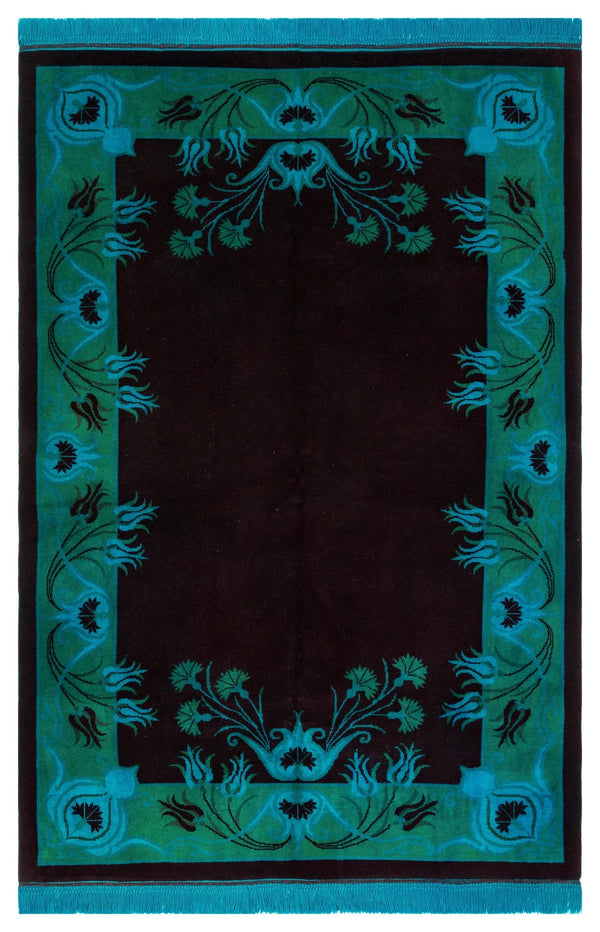 Yeşil Anadolu Modern Çiçekli Yün Halı 164x250 - Özel Seri