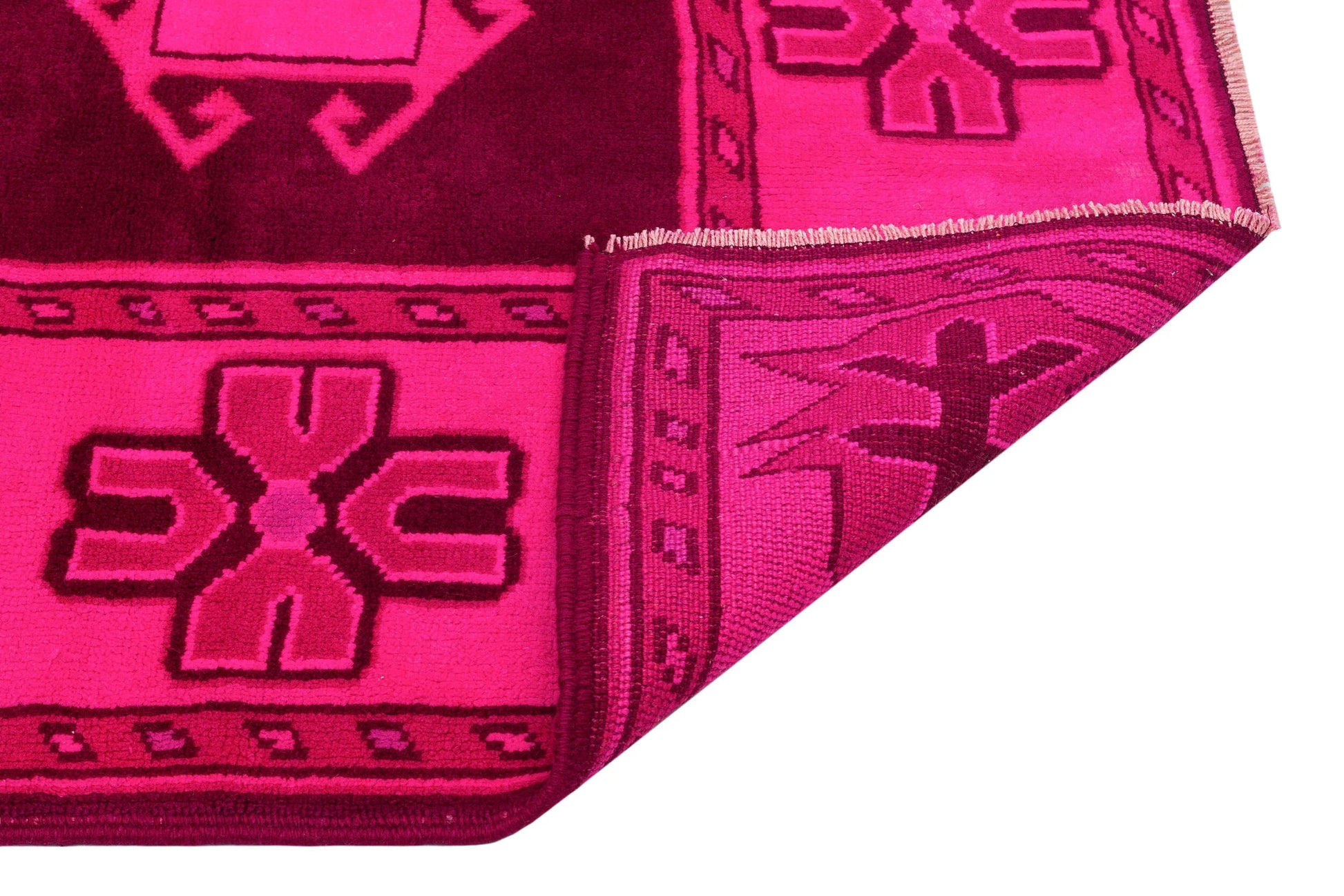 Pembe Anadolu Bohem Geometrik Yün Halı 180x230 - Özel Seri