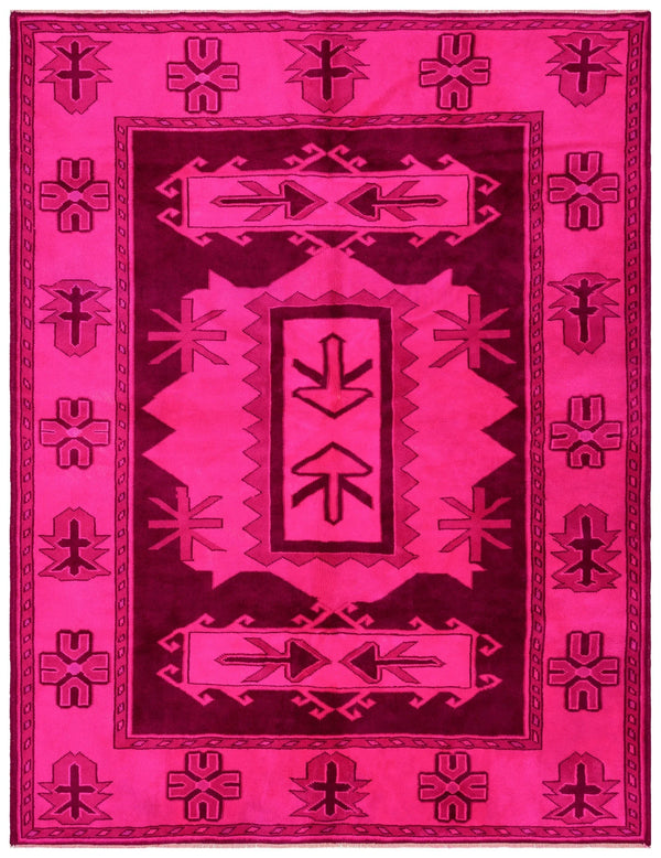 Pembe Anadolu Bohem Geometrik Yün Halı 180x230 - Özel Seri