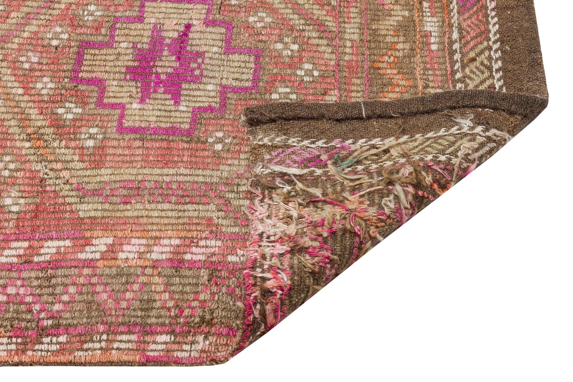 Bej Kiremit Anadolu Bohem Geometrik Yün Halı 149x350 - Özel Seri