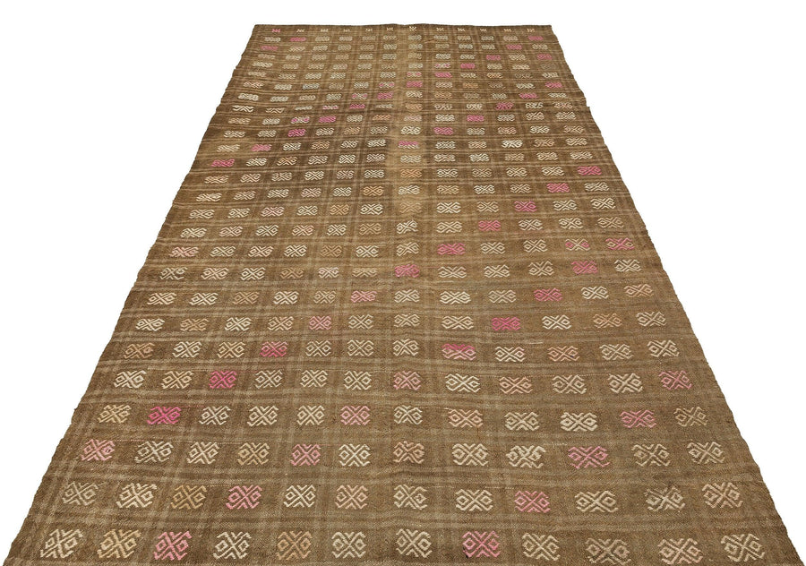 Bej Beyaz Anadolu Bohem Geometrik Yün Halı 163x297 - Özel Seri