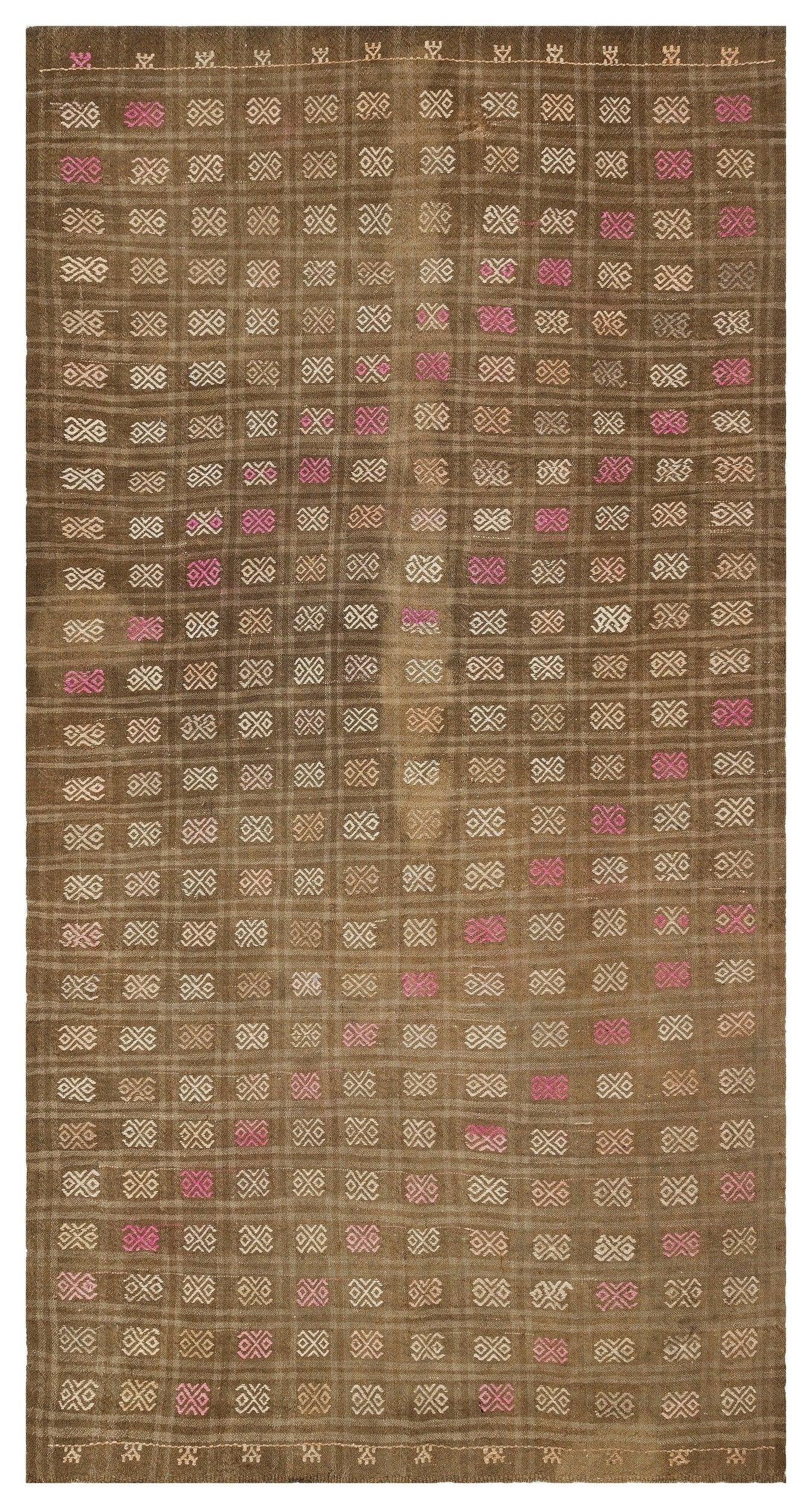 Bej Beyaz Anadolu Bohem Geometrik Yün Halı 163x297 - Özel Seri