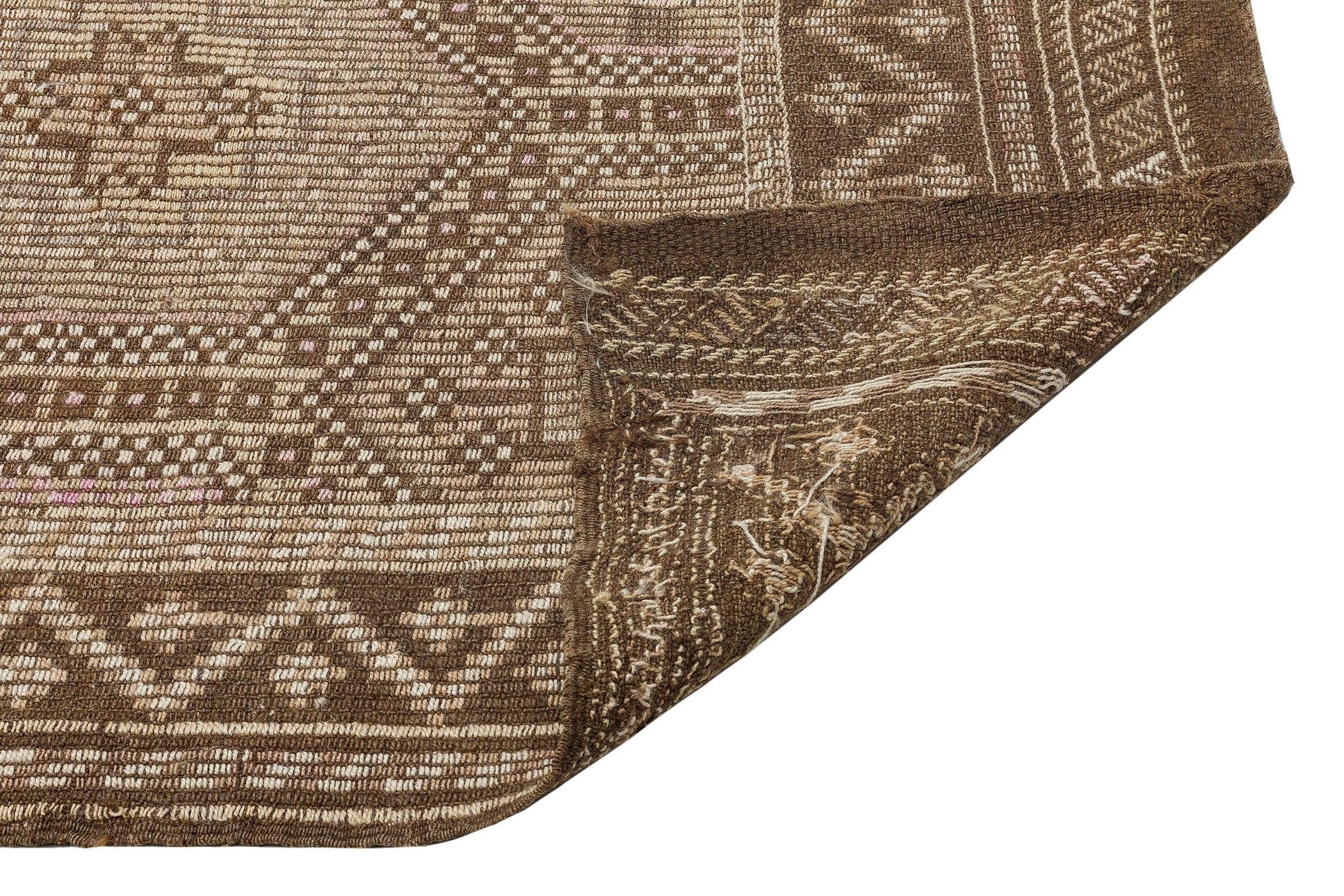 Bej Krem Anadolu Bohem Geometrik Yün Halı 166x313 - Özel Seri