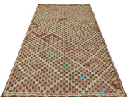 Beyaz Bordo Anadolu Bohem Geometrik Yün Halı 147x264 - Özel Seri