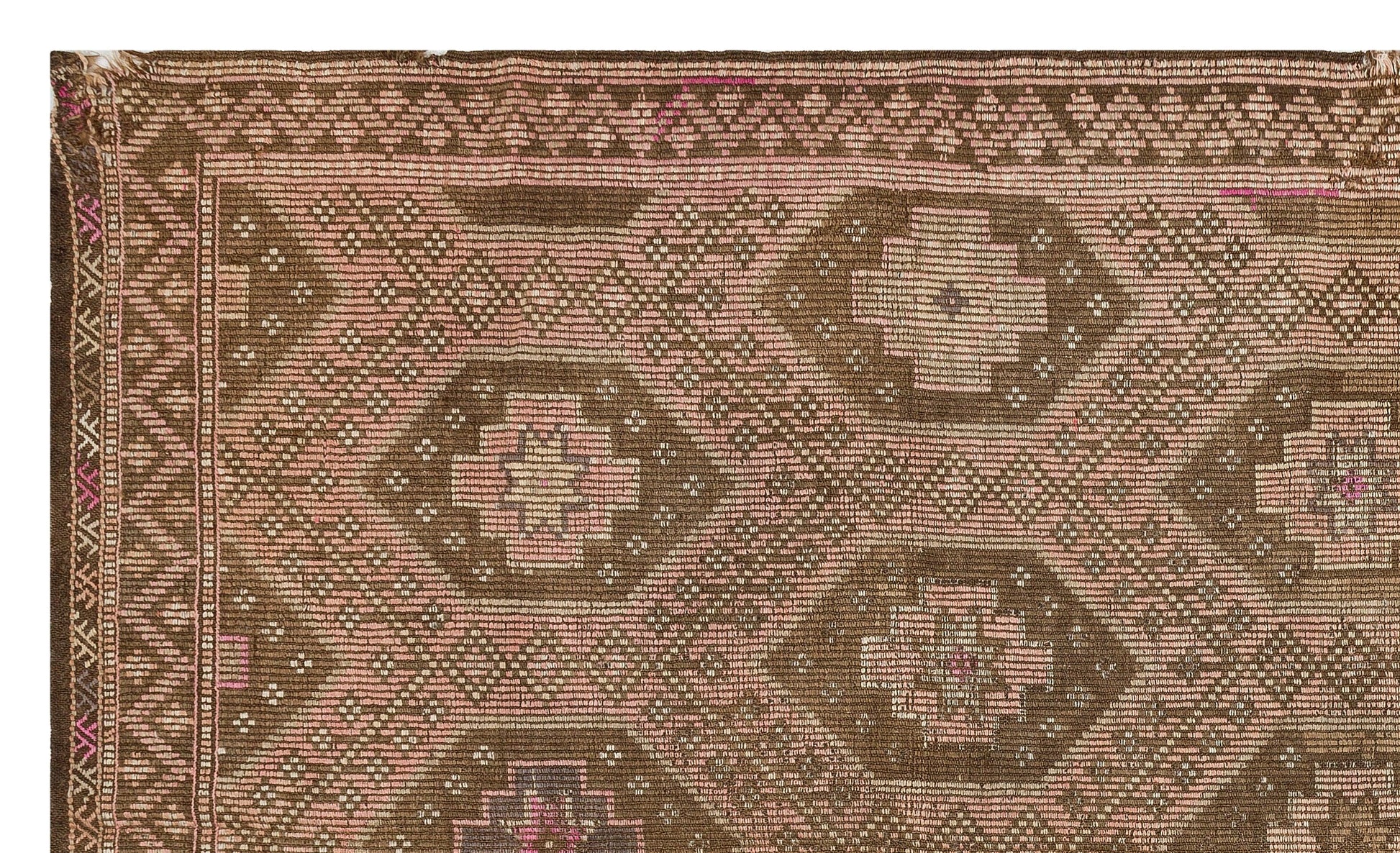 Bej Krem Anadolu Bohem Geometrik Yün Halı 166x286 - Özel Seri