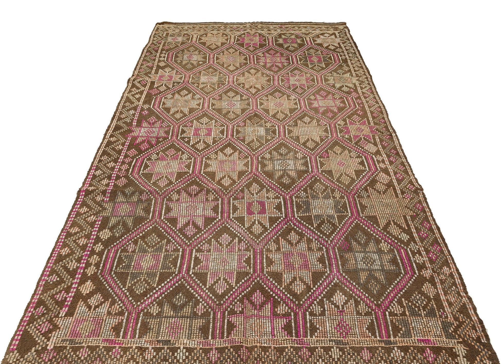 Beyaz Gri Anadolu Bohem Geometrik Yün Halı 157x286 - Özel Seri