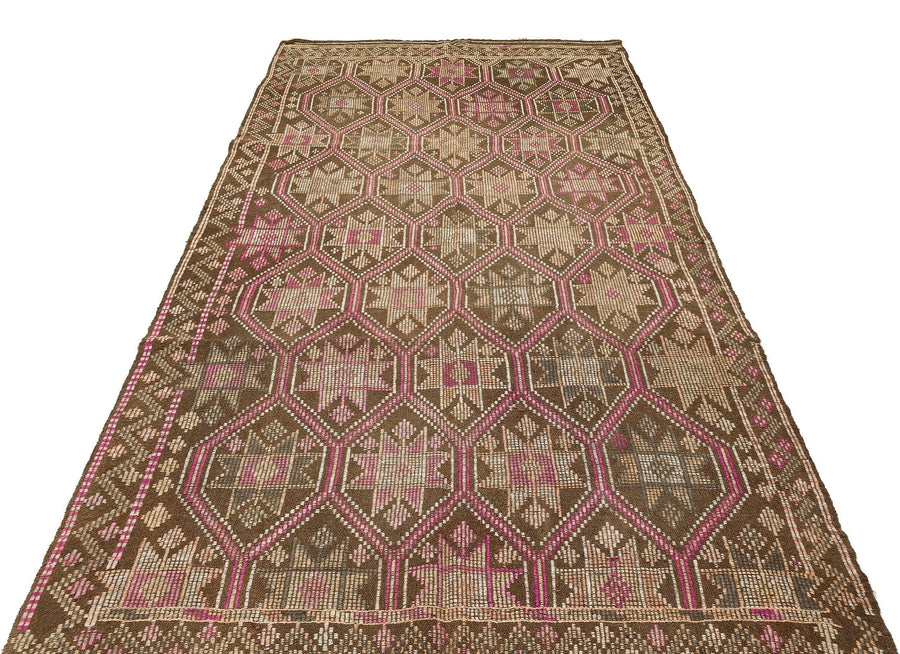 Beyaz Gri Anadolu Bohem Geometrik Yün Halı 157x286 - Özel Seri