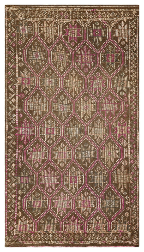 Beyaz Gri Anadolu Bohem Geometrik Yün Halı 157x286 - Özel Seri