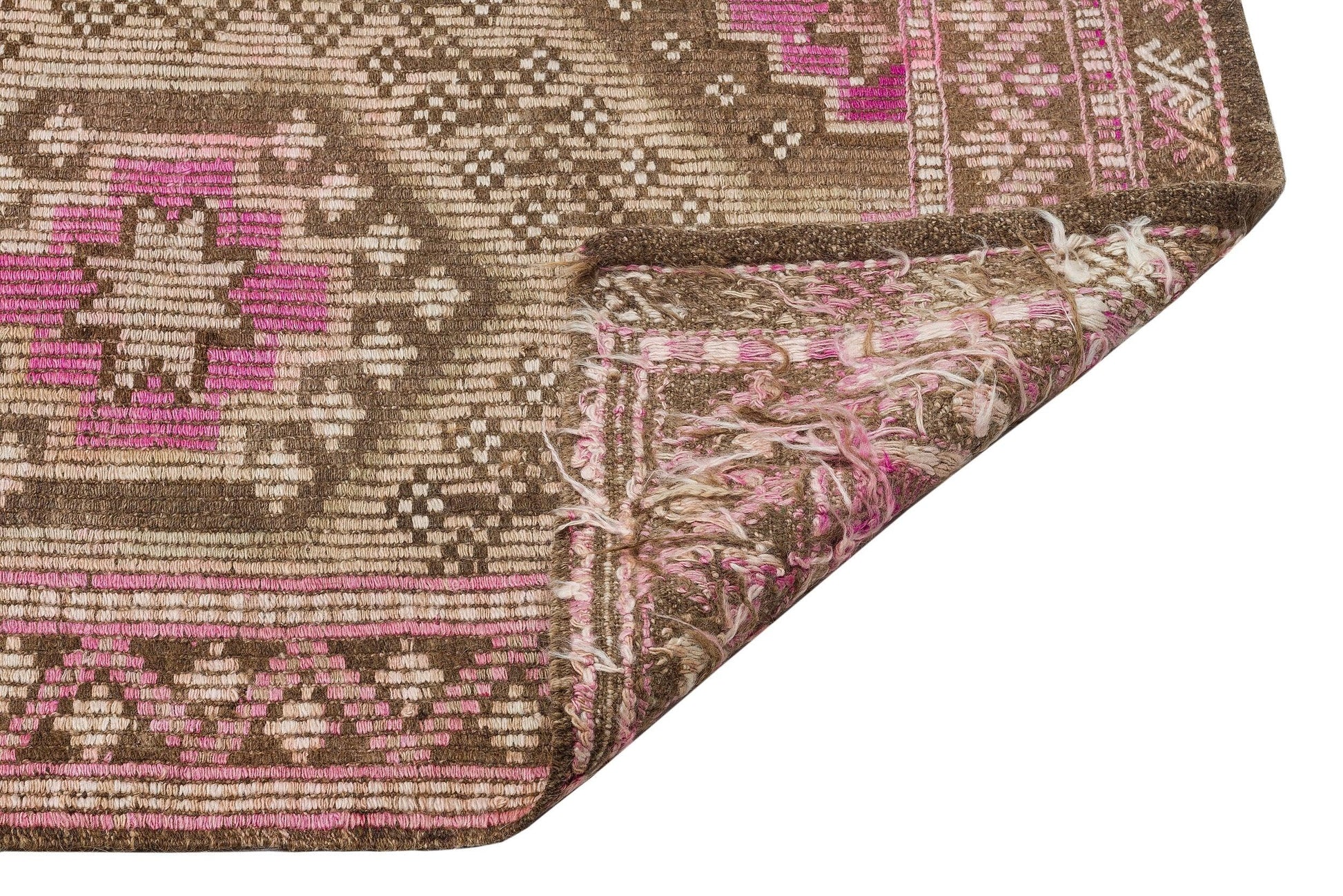Bej Krem Anadolu Bohem Geometrik Yün Halı 155x314 - Özel Seri