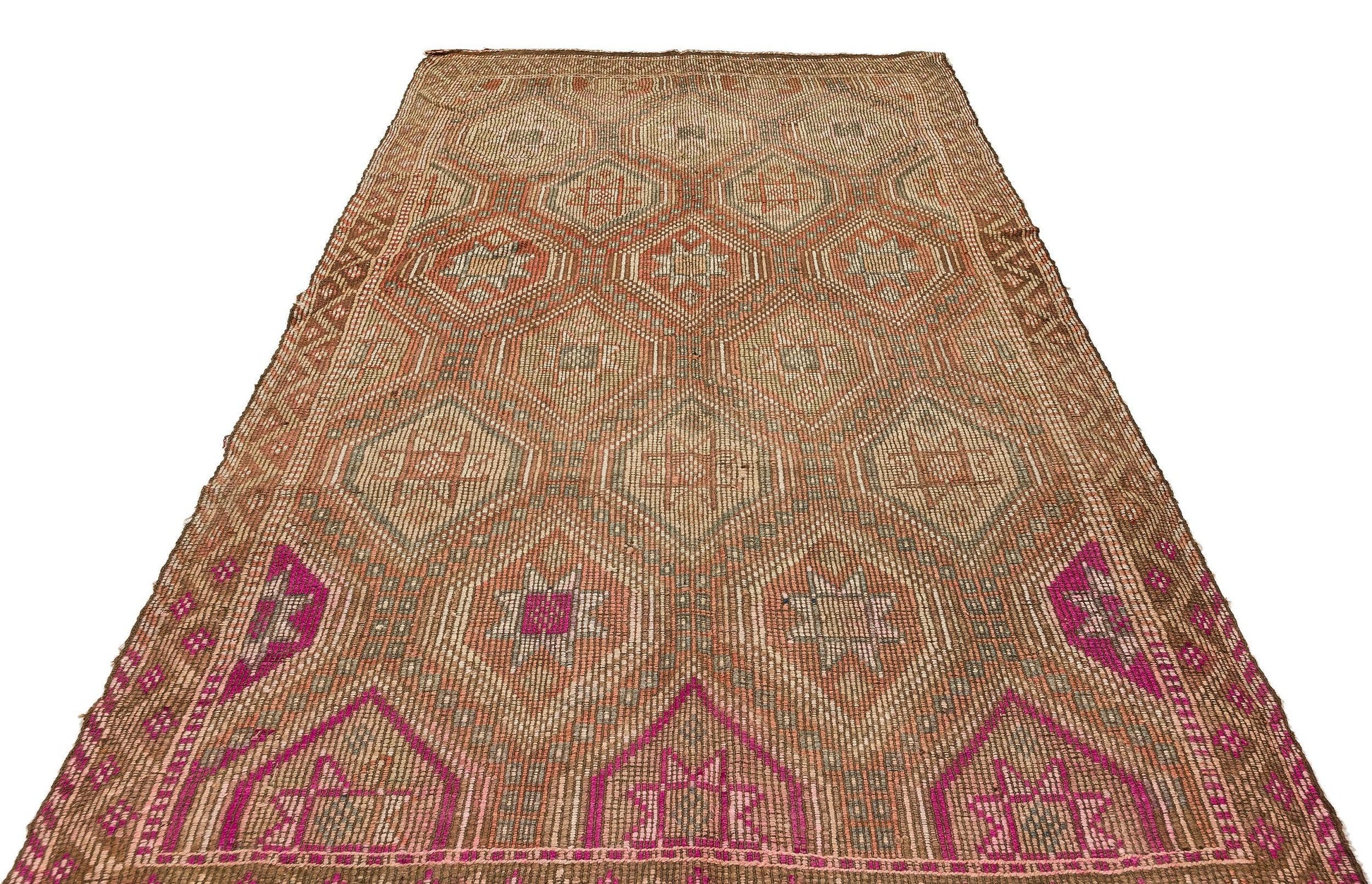Bej Gri Anadolu Bohem Geometrik Yün Halı 180x297 - Özel Seri