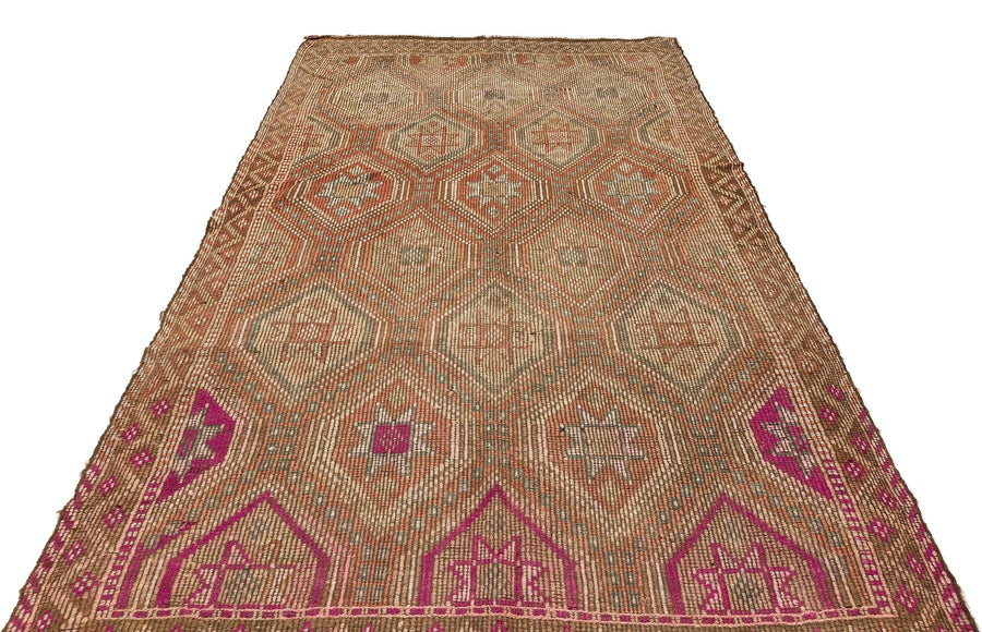 Bej Gri Anadolu Bohem Geometrik Yün Halı 180x297 - Özel Seri