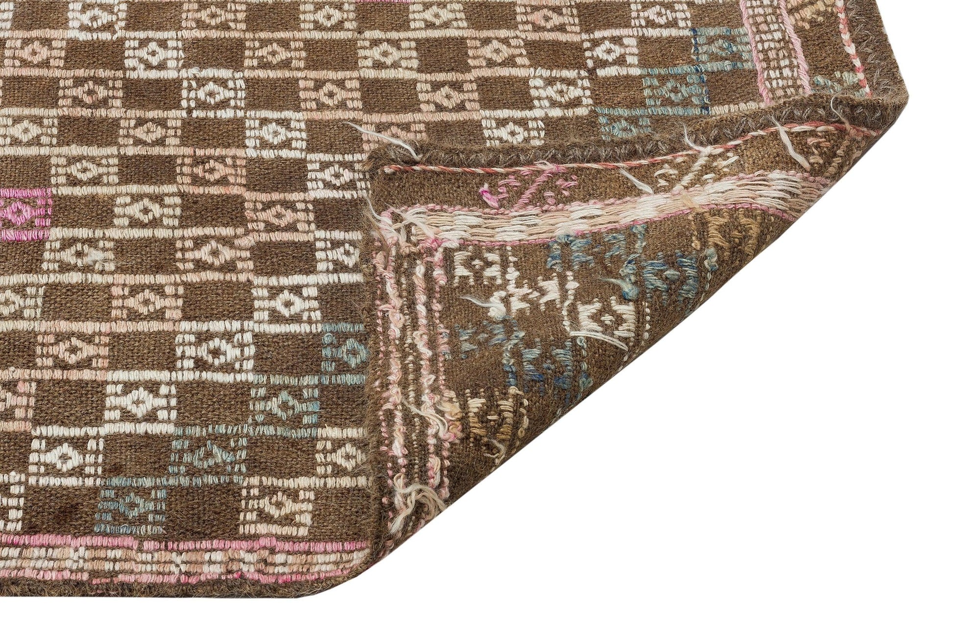 Bej Beyaz Anadolu Bohem Çizgili Yün Halı 161x278 - Özel Seri