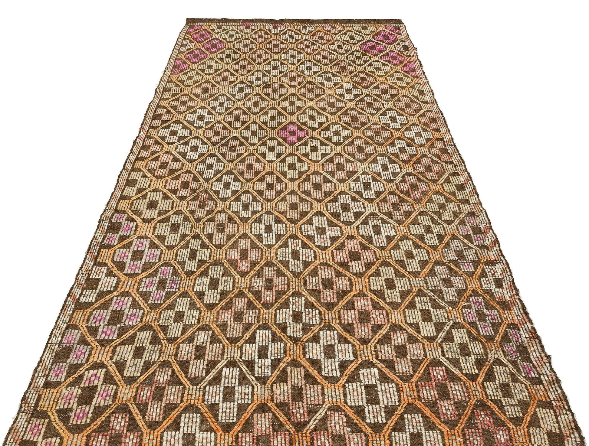 Bej Krem Anadolu Bohem Geometrik Yün Halı 150x285 - Özel Seri