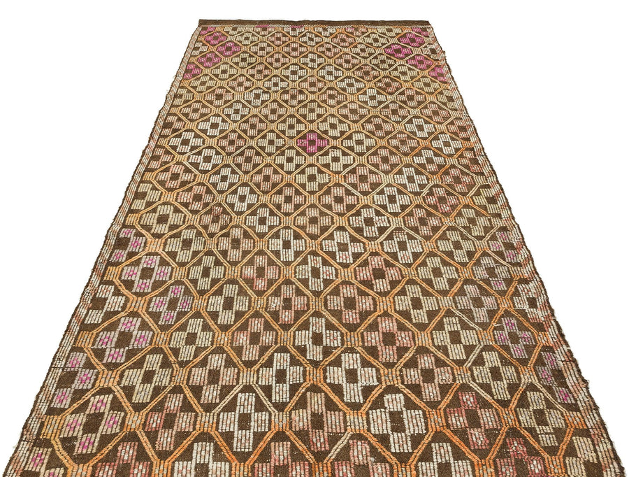 Bej Krem Anadolu Bohem Geometrik Yün Halı 150x285 - Özel Seri