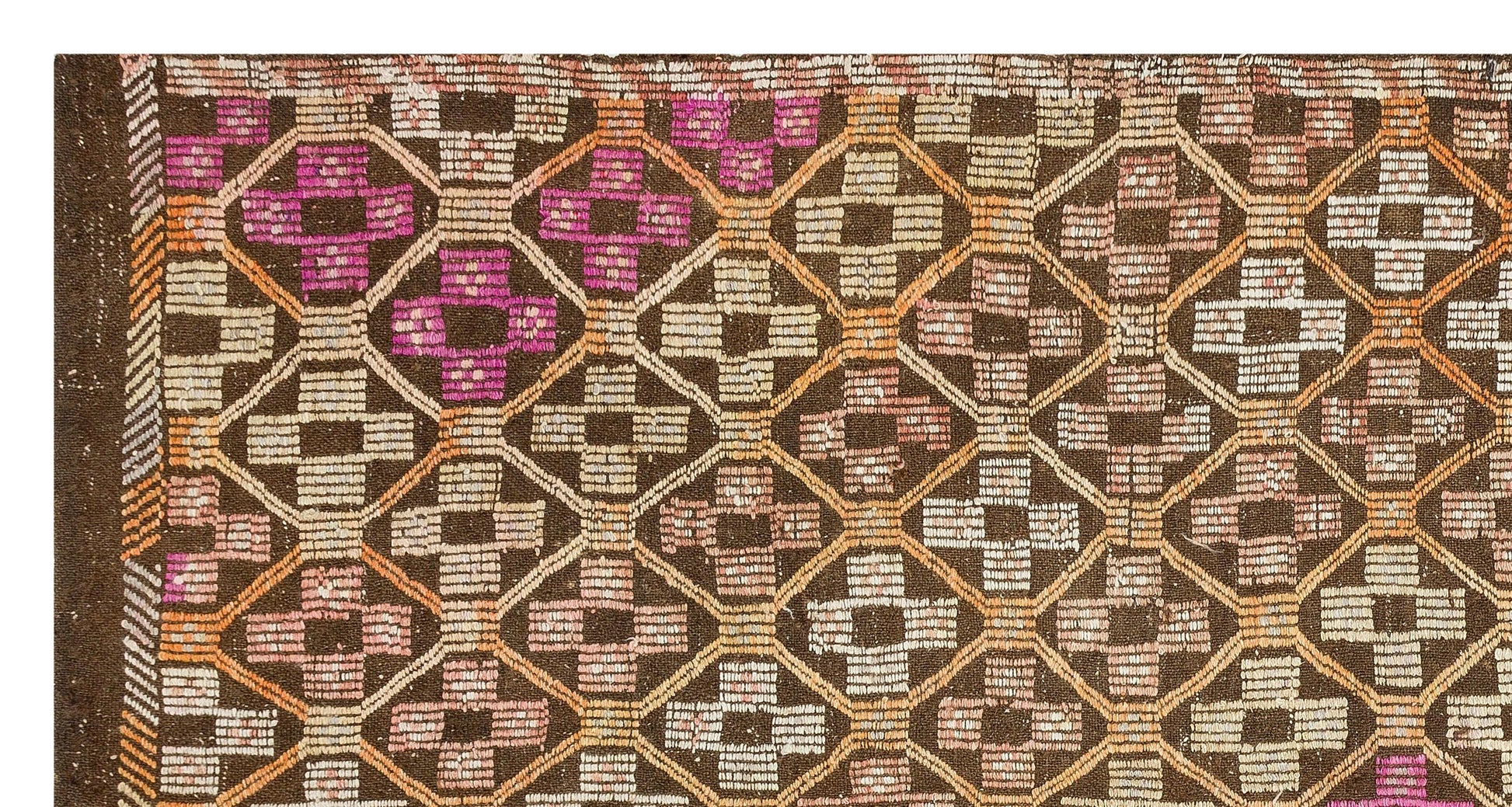 Bej Krem Anadolu Bohem Geometrik Yün Halı 150x285 - Özel Seri
