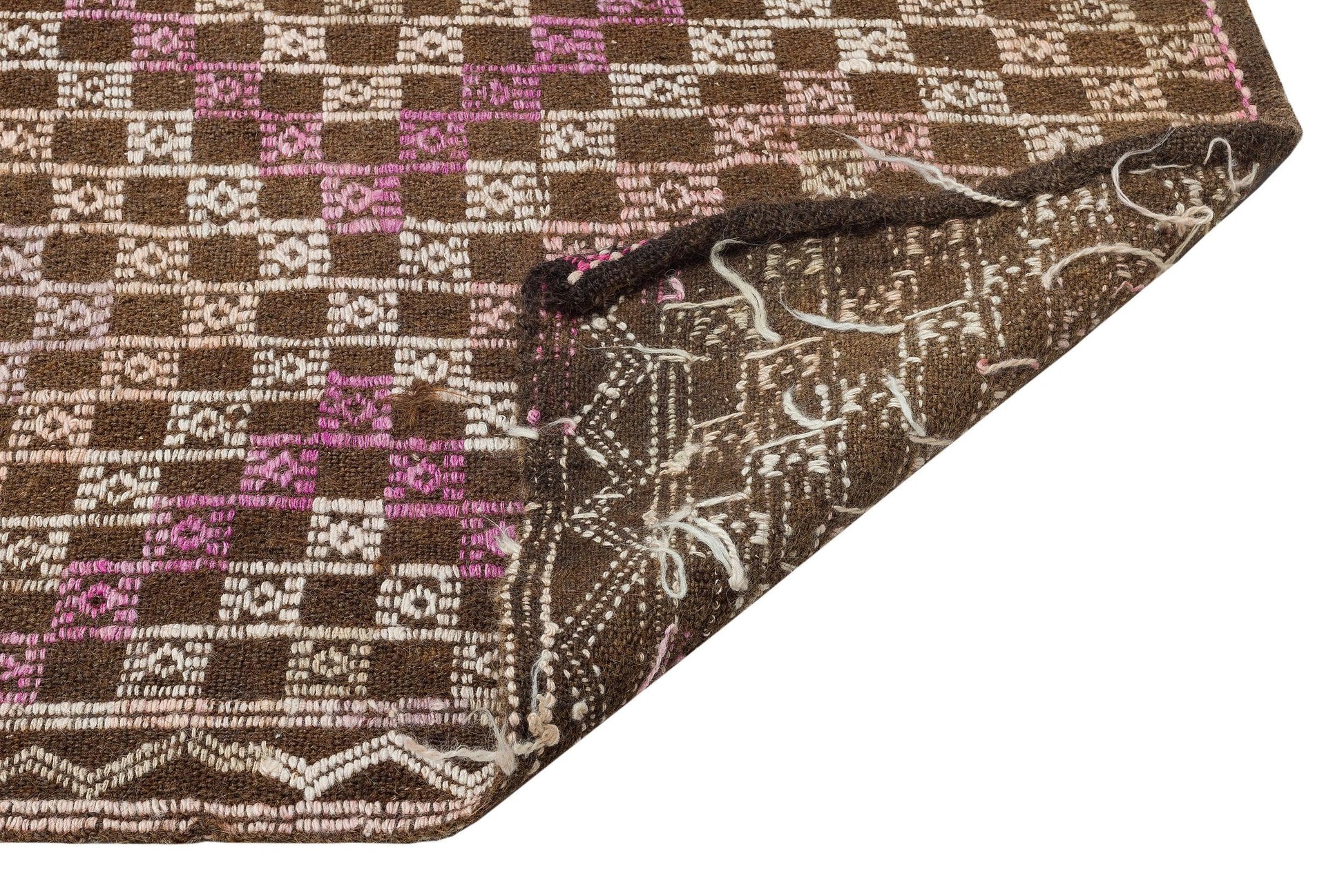 Bej Krem Anadolu Bohem Geometrik Yün Halı 153x322 - Özel Seri