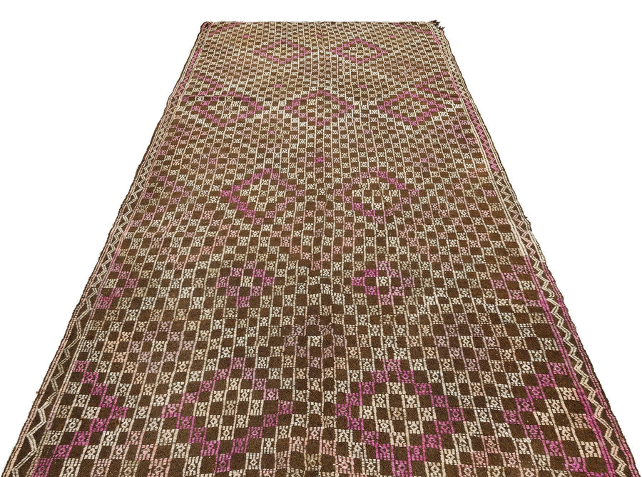 Bej Krem Anadolu Bohem Geometrik Yün Halı 153x322 - Özel Seri