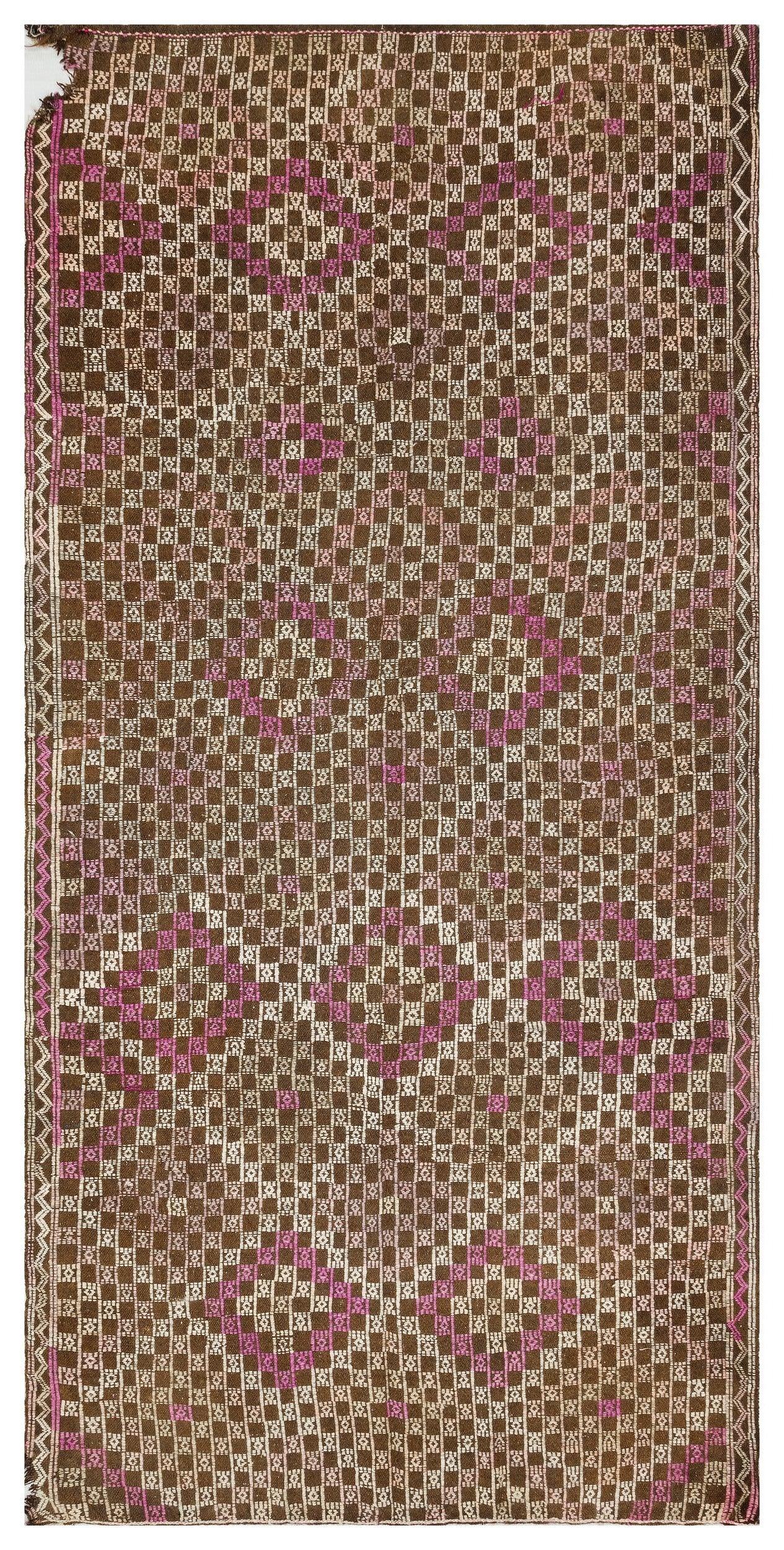 Bej Krem Anadolu Bohem Geometrik Yün Halı 153x322 - Özel Seri