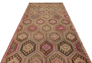 Bej Krem Anadolu Bohem Geometrik Yün Halı 169x310 - Özel Seri
