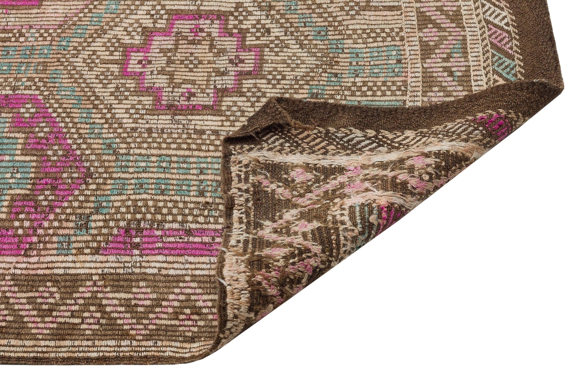 Bej Gri Anadolu Bohem Geometrik Yün Halı 166x329 - Özel Seri