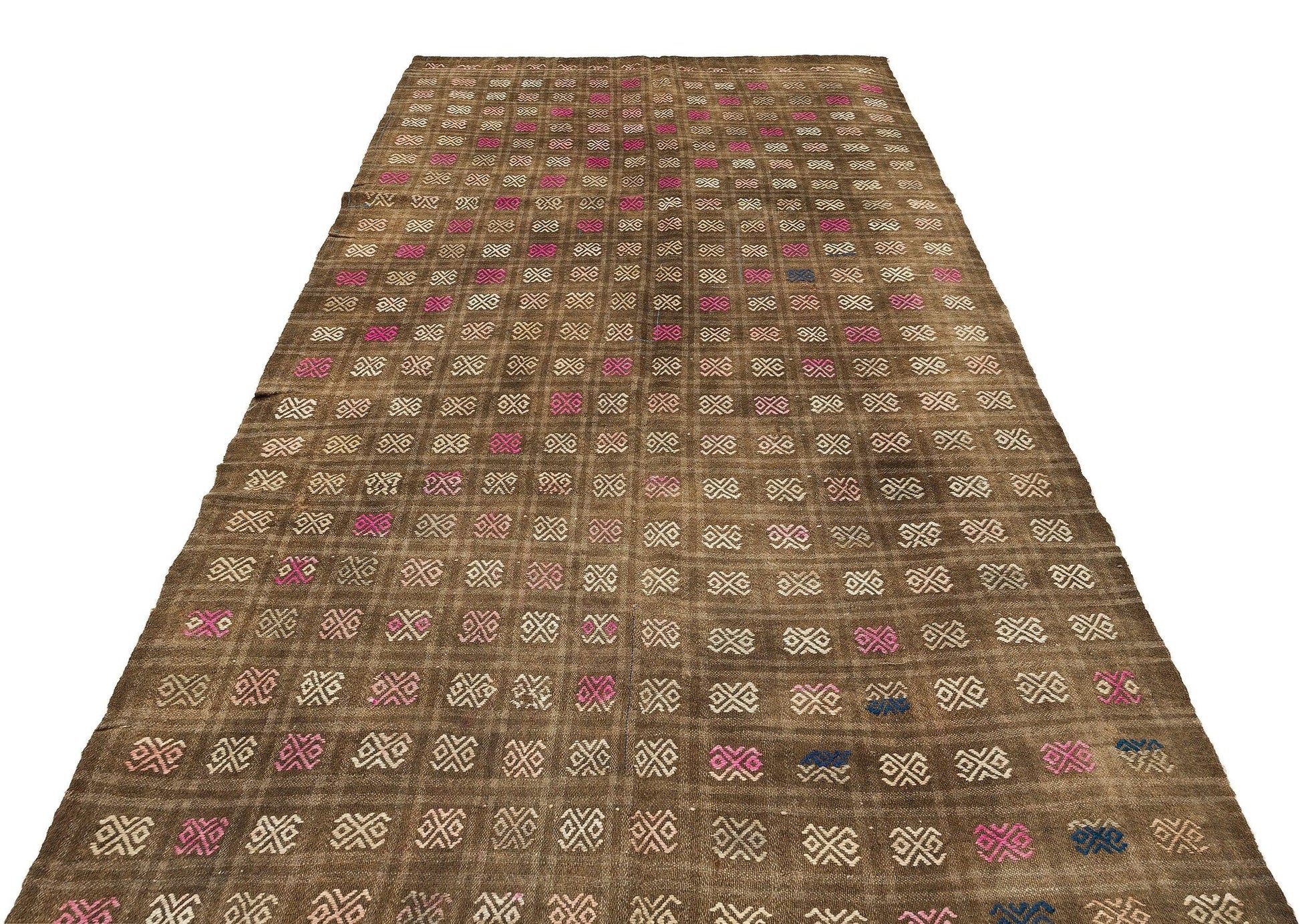 Bej Krem Anadolu Bohem Geometrik Yün Halı 162x300 - Özel Seri