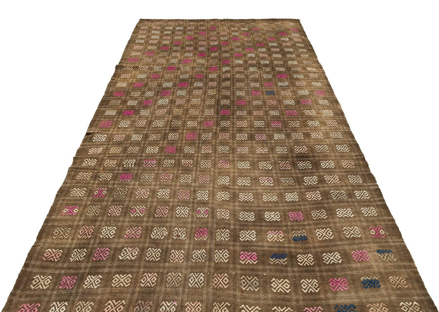 Bej Krem Anadolu Bohem Geometrik Yün Halı 162x300 - Özel Seri